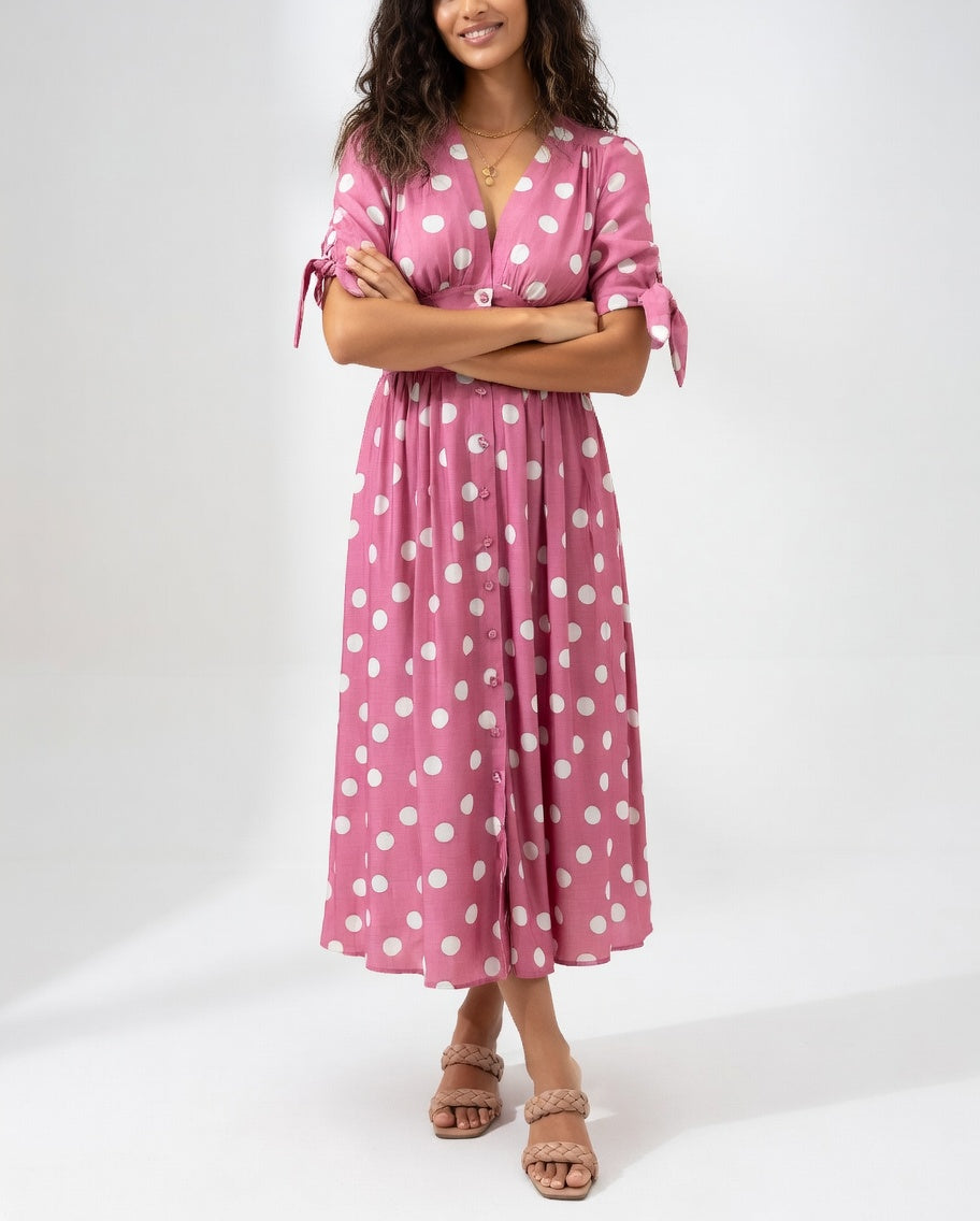Abito Midi Donna | Pois Maxi & Stile Retrò Senza Tempo