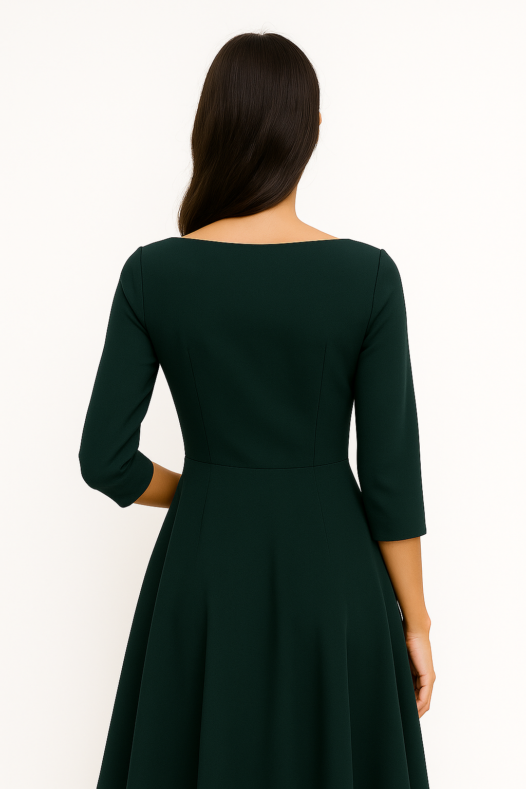 Abito Midi Donna | Scollatura a Barchetta & Gonna Svasata con Fiocco