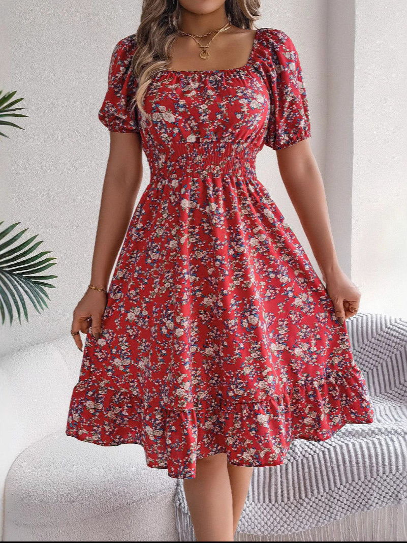 Abito Midi Donna | Scollo Bardot & Stampa Floreale Romantica