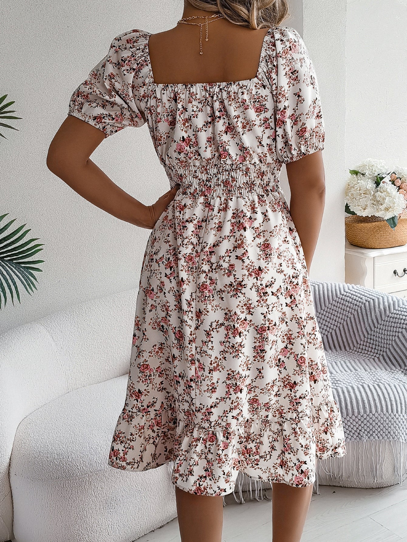 Abito Midi Donna | Scollo Bardot & Stampa Floreale Romantica