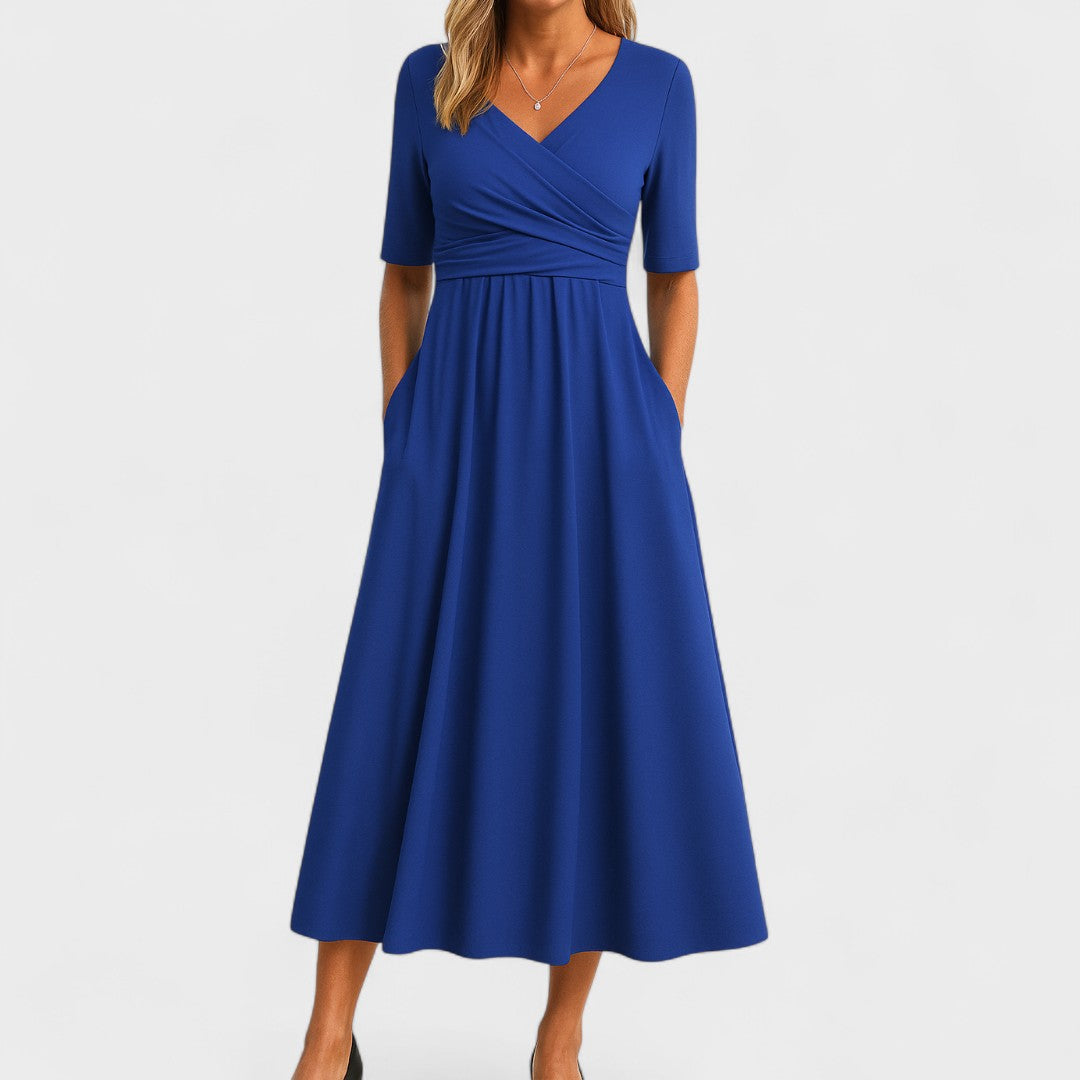Abito Midi Donna | Scollo a V & Eleganza Senza Tempo