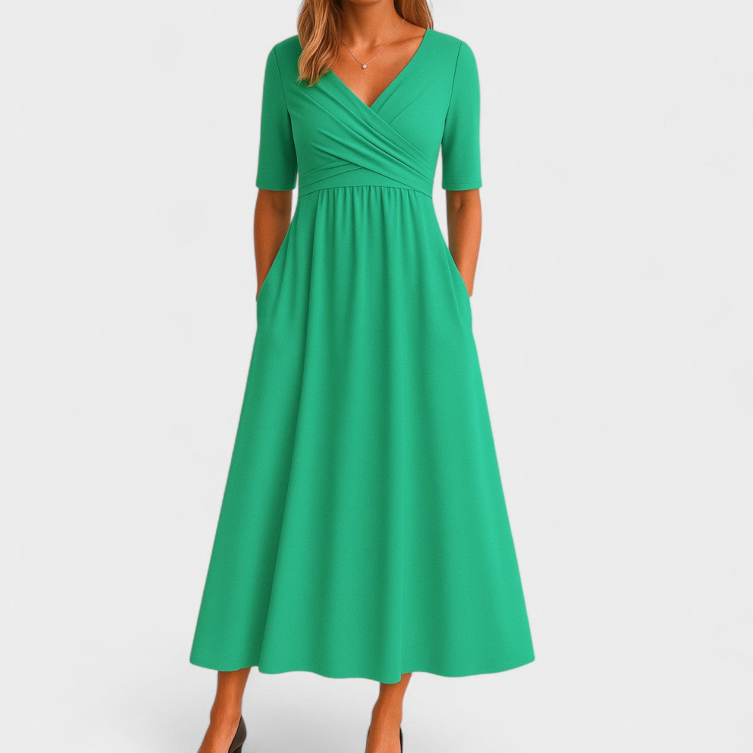 Abito Midi Donna | Scollo a V & Eleganza Senza Tempo