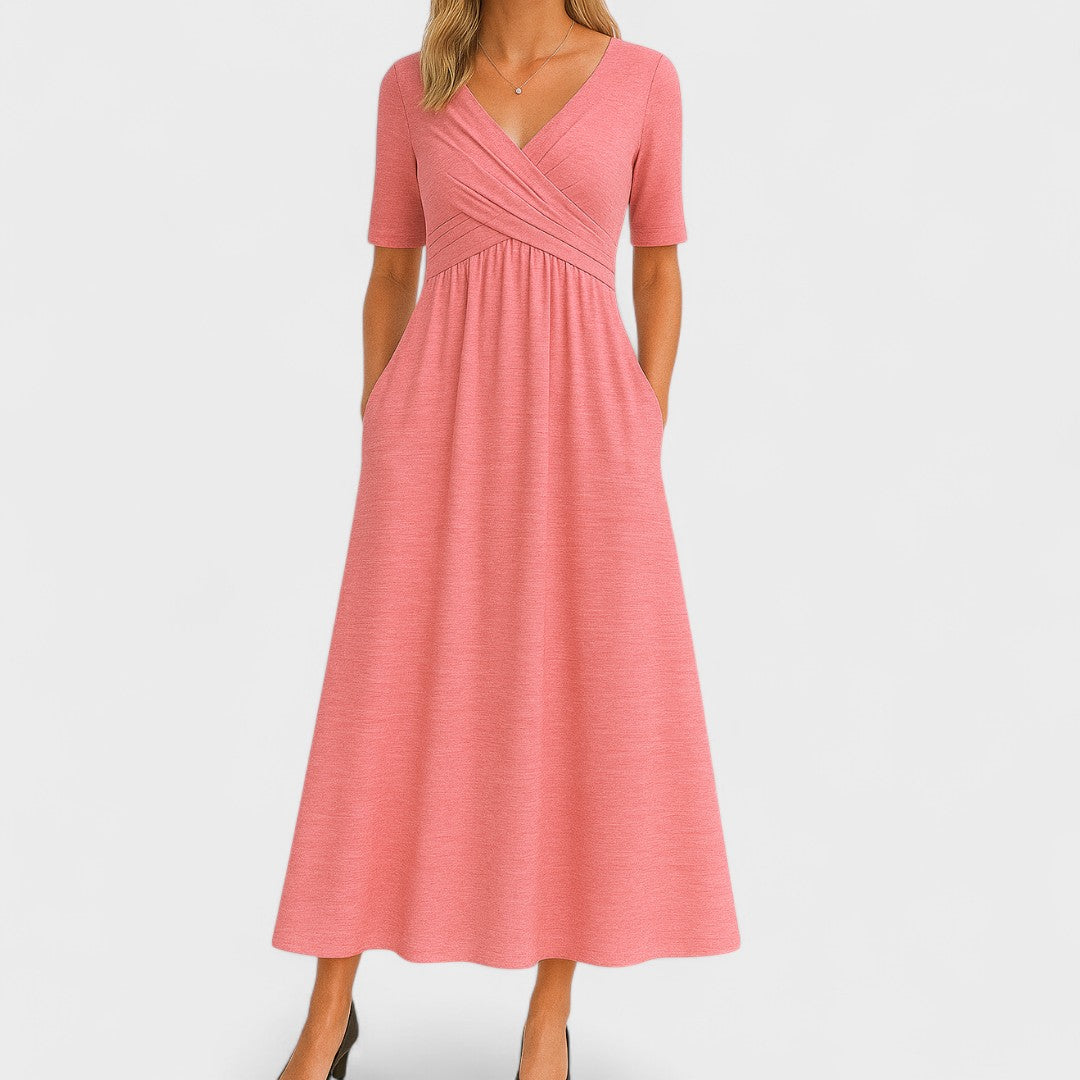 Abito Midi Donna | Scollo a V & Eleganza Senza Tempo