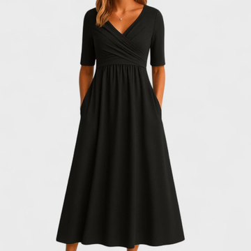 Abito Midi Donna | Scollo a V & Eleganza Senza Tempo