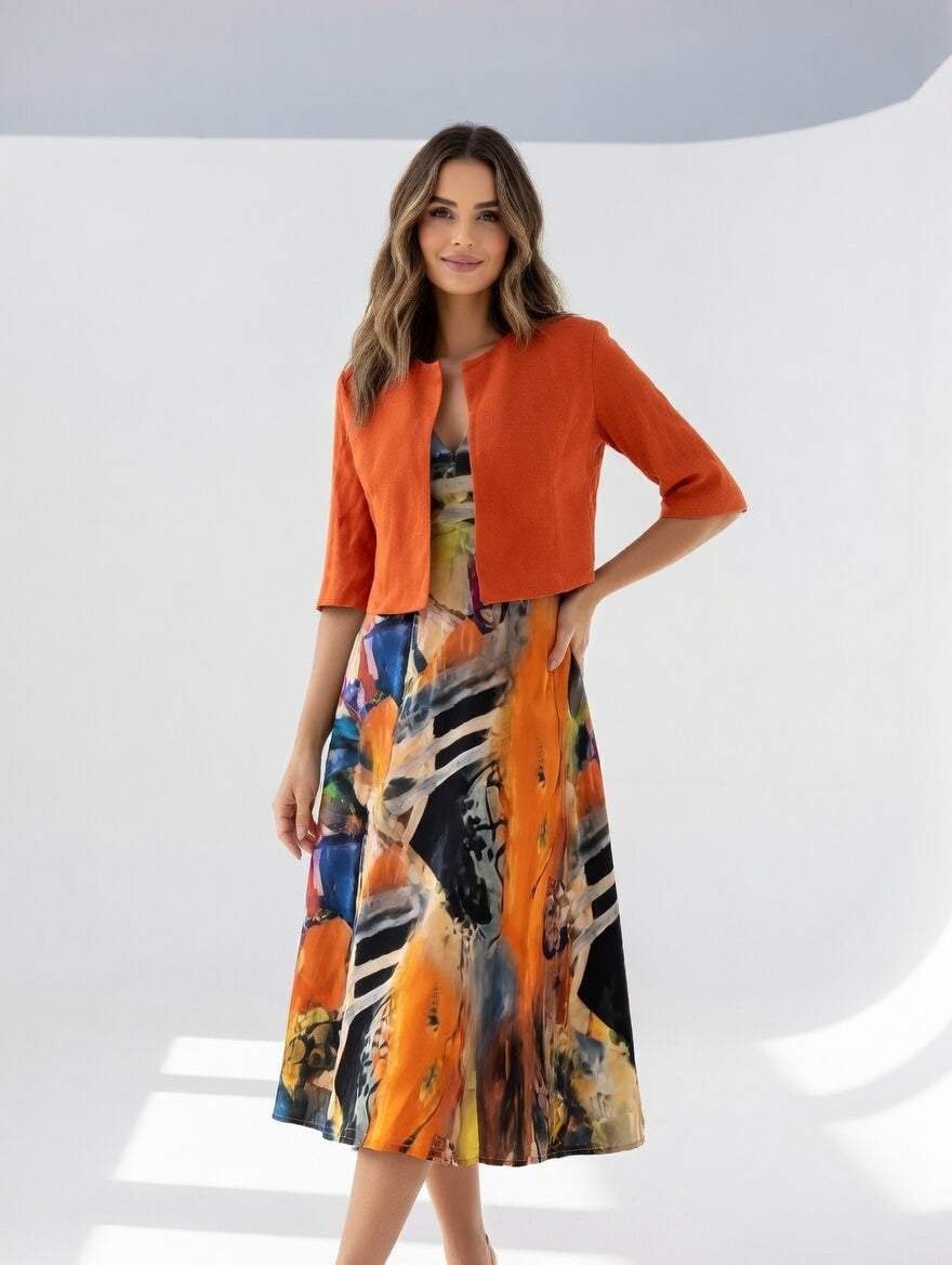 Abito Midi Donna | Stampa Artistica & Stile Elegante