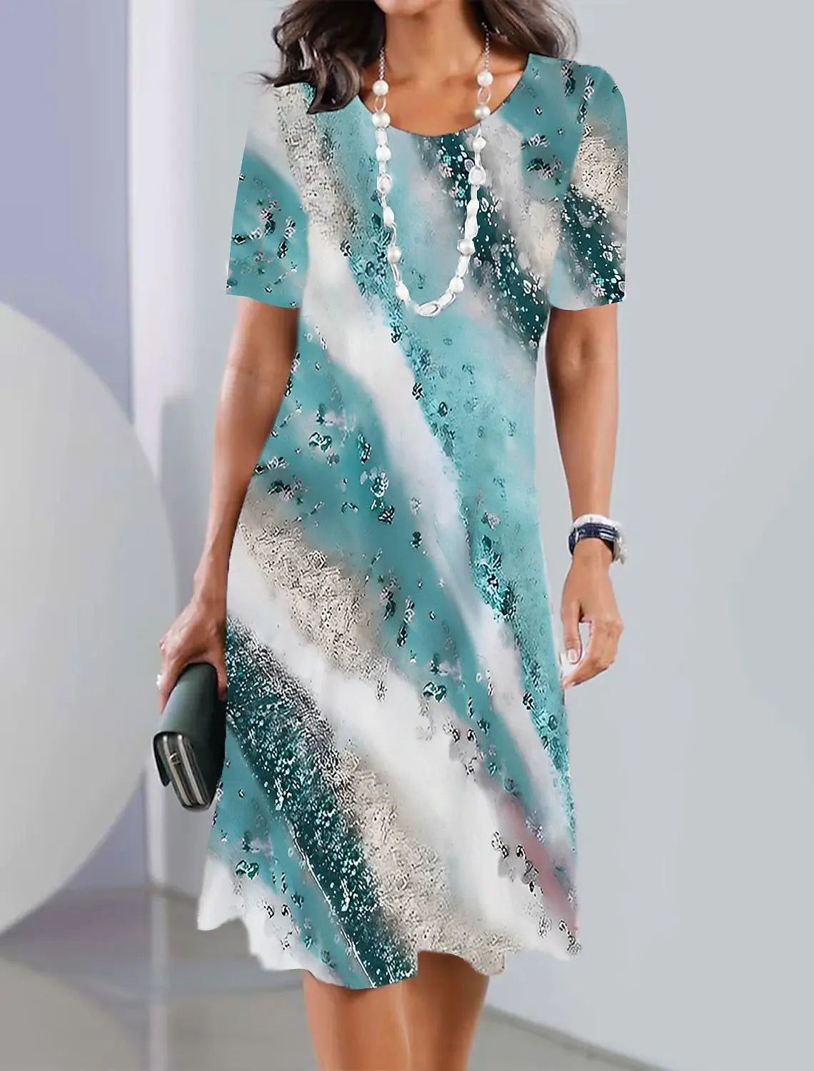 Abito Midi Donna | Stampa Astratta & Stile Vintage Sofisticato
