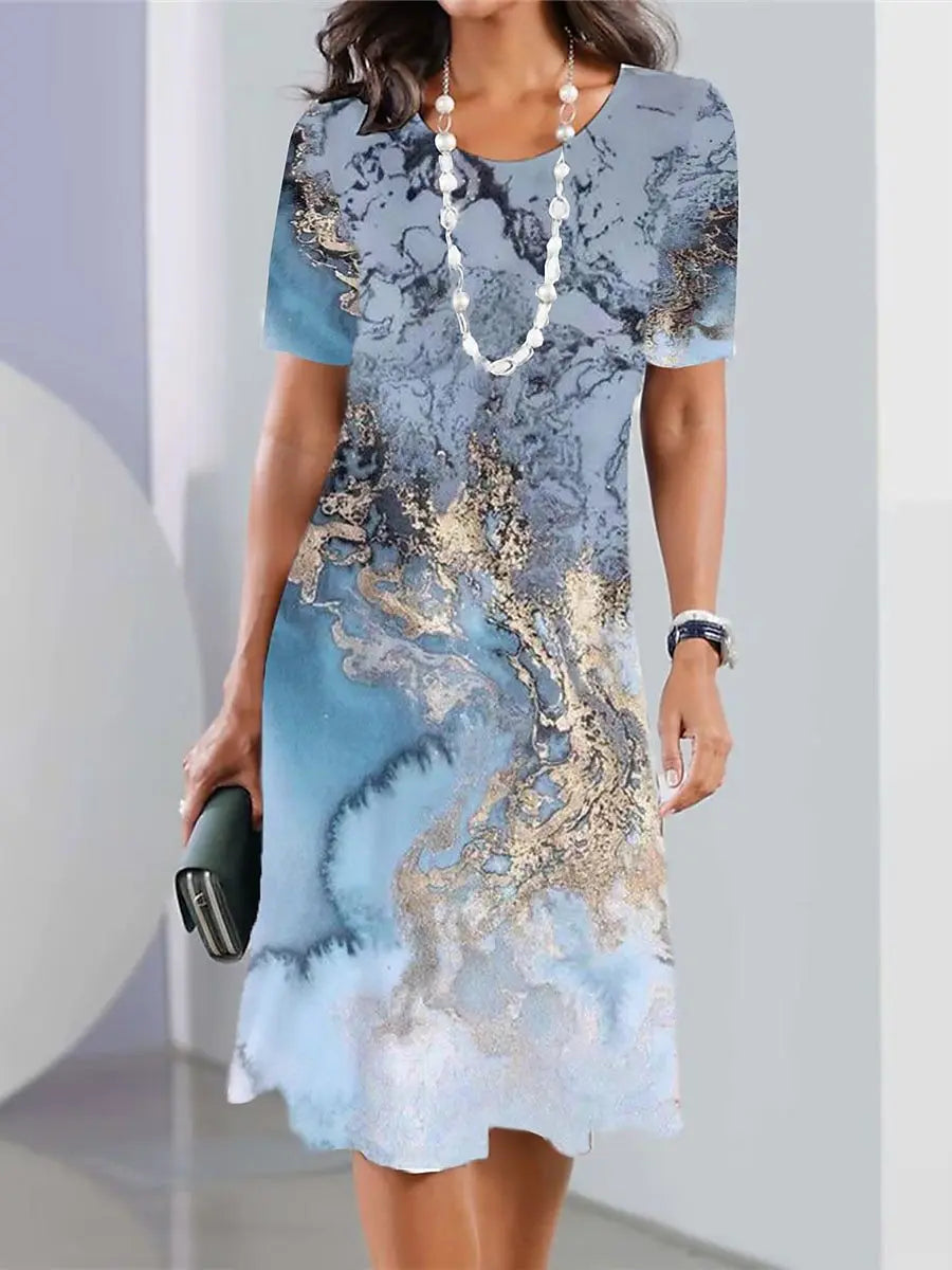 Abito Midi Donna | Stampa Astratta & Stile Vintage Sofisticato