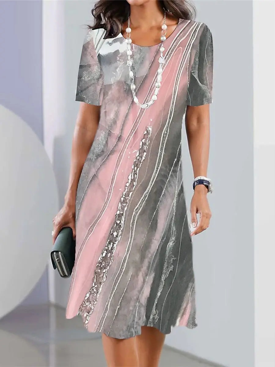Abito Midi Donna | Stampa Astratta & Stile Vintage Sofisticato