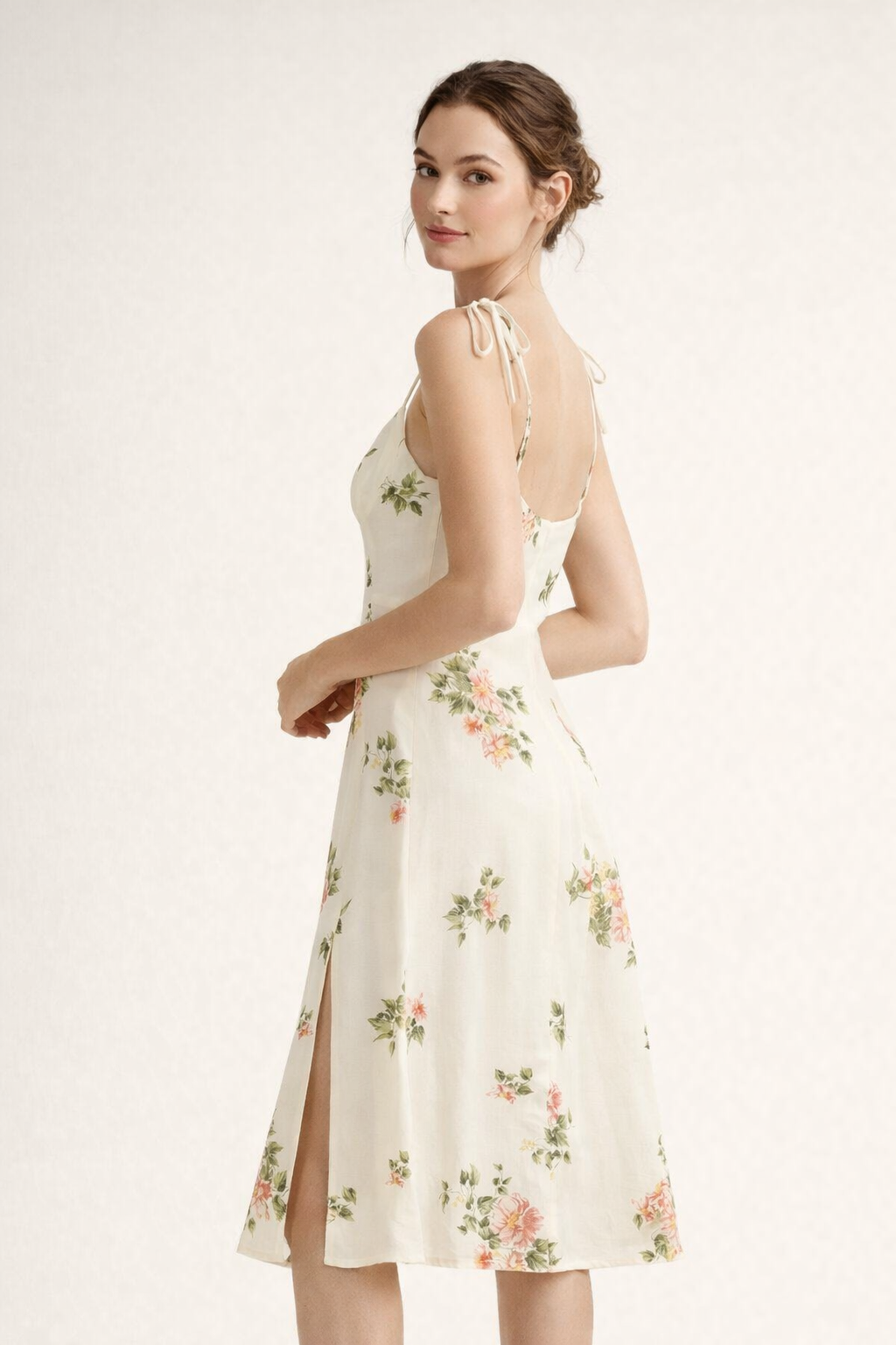 Abito Midi Donna | Stampa Floreale & Allacciatura Romantica