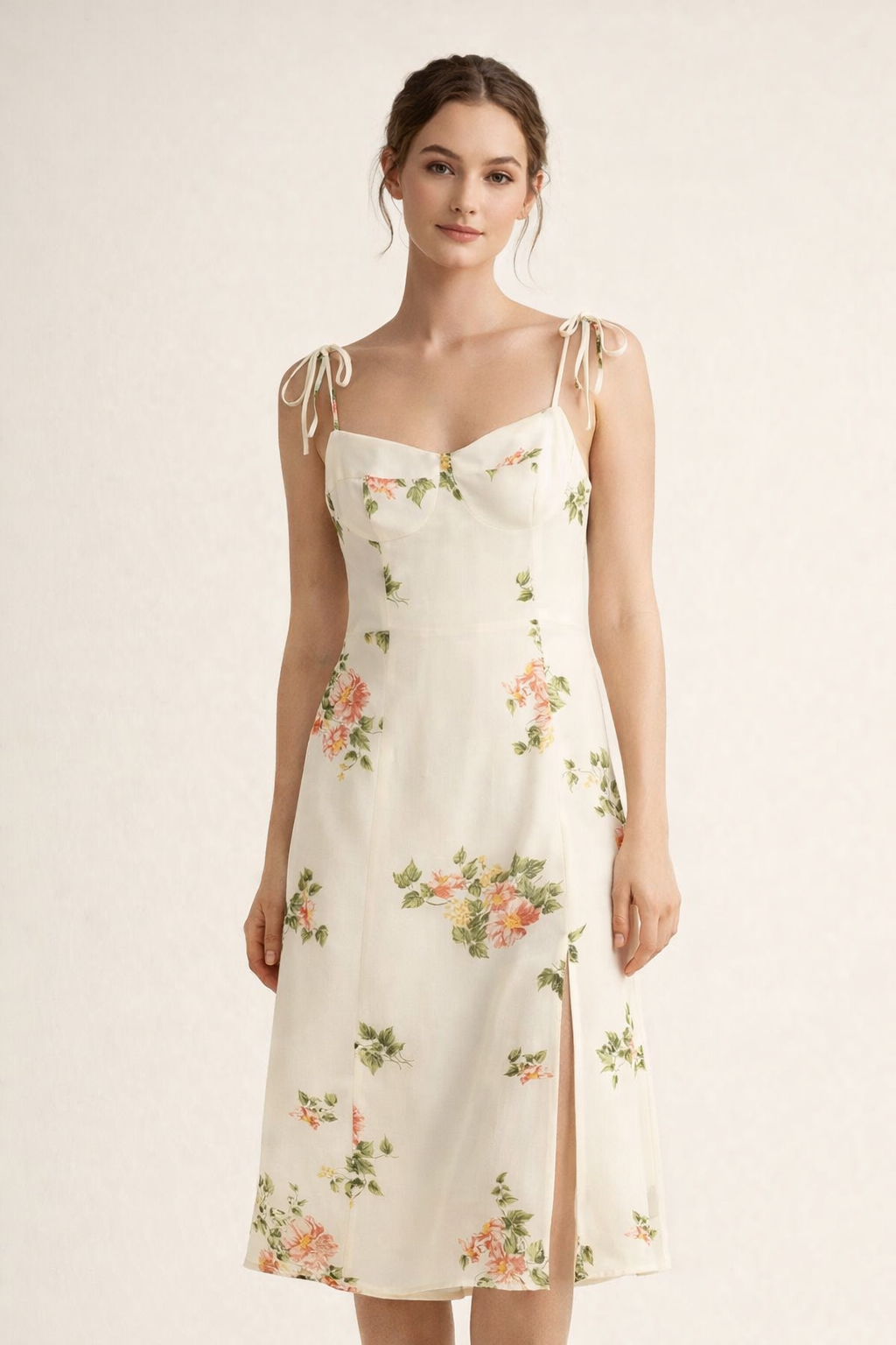 Abito Midi Donna | Stampa Floreale & Allacciatura Romantica
