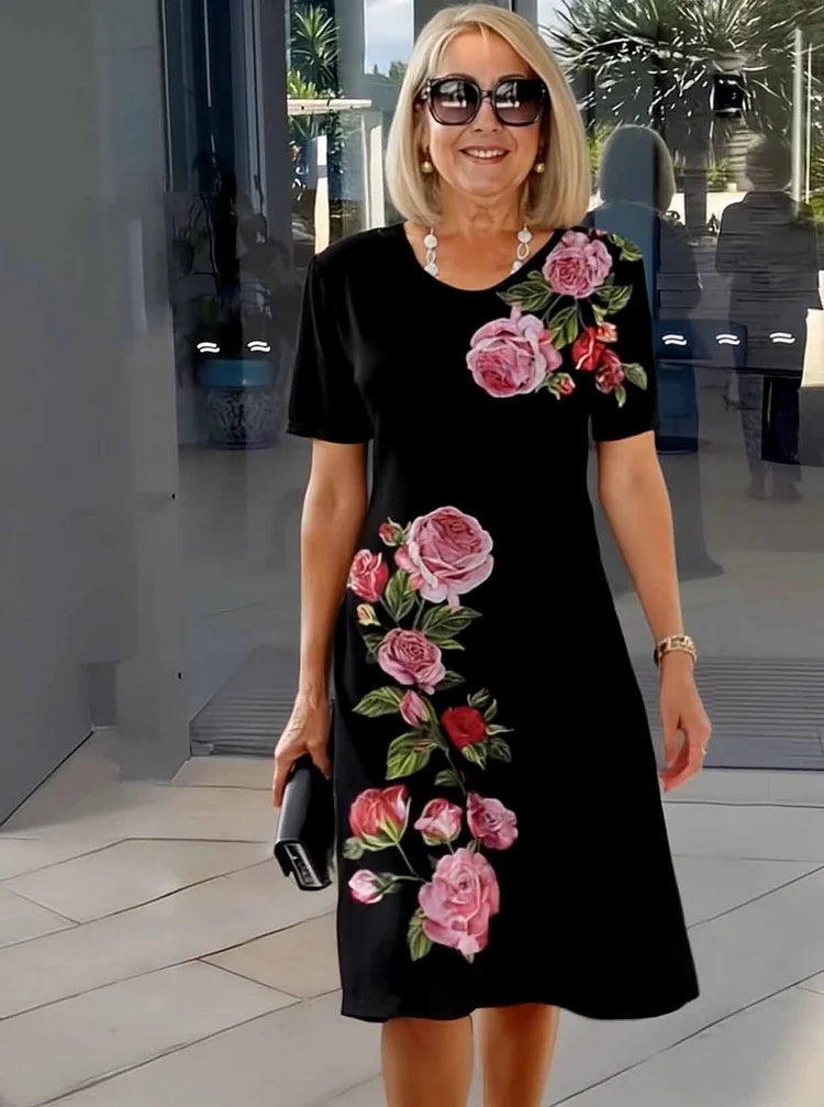 Abito Midi Donna | Stampa Floreale Astratta & Vestibilità Comoda A-Line
