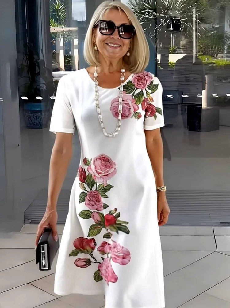 Abito Midi Donna | Stampa Floreale Astratta & Vestibilità Comoda A-Line