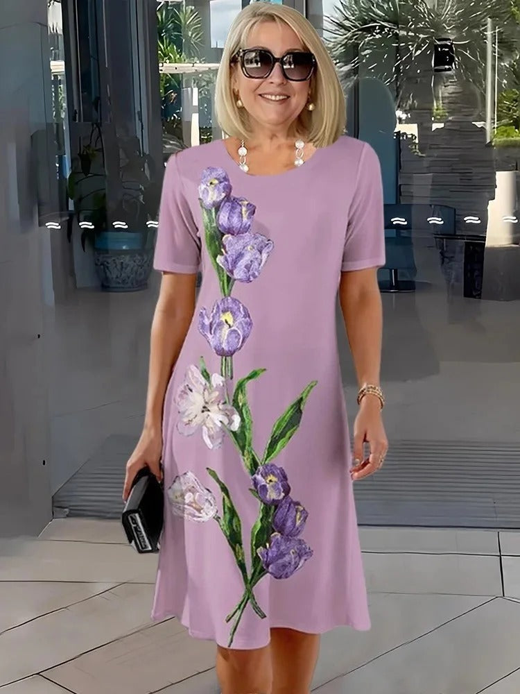 Abito Midi Donna | Stampa Floreale Astratta & Vestibilità Comoda A-Line