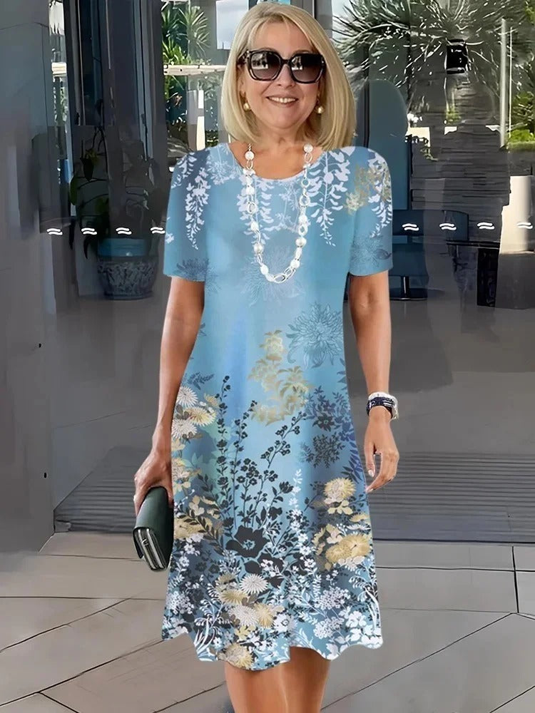 Abito Midi Donna | Stampa Floreale Astratta & Vestibilità Comoda A-Line