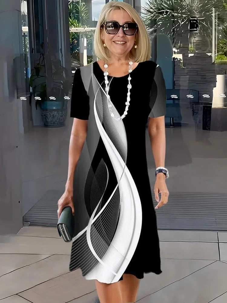 Abito Midi Donna | Stampa Floreale Astratta & Vestibilità Comoda A-Line