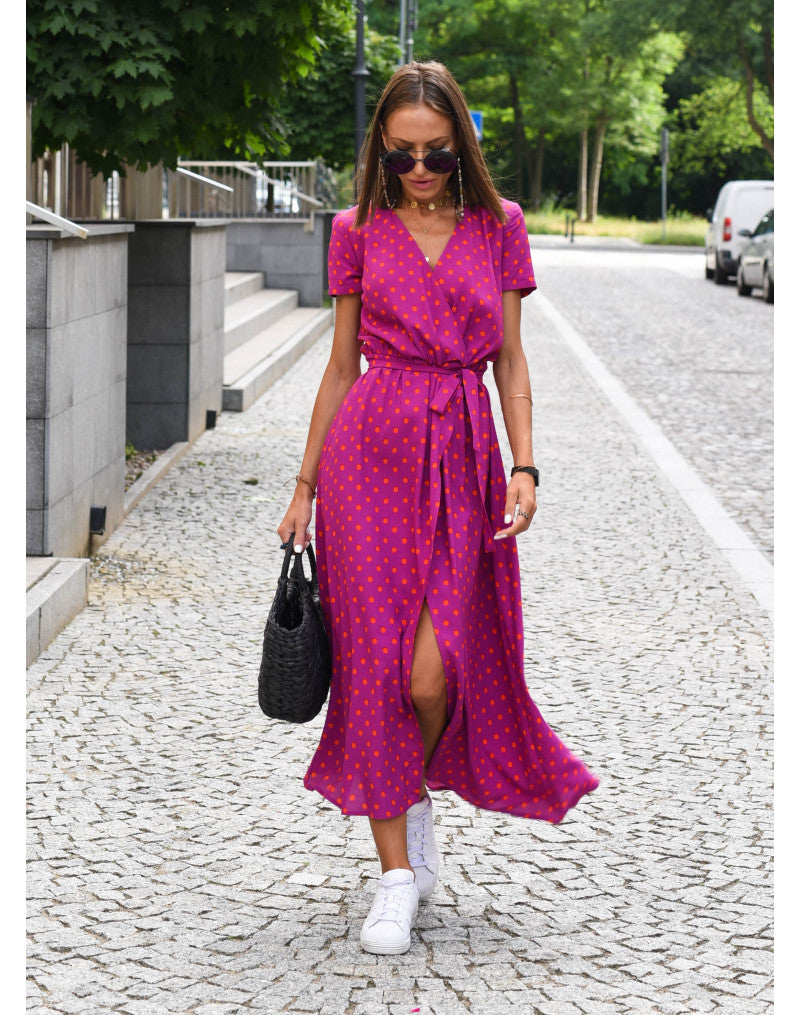Abito Midi Donna | Stampa Floreale Bold & Scollatura a V Incrociata
