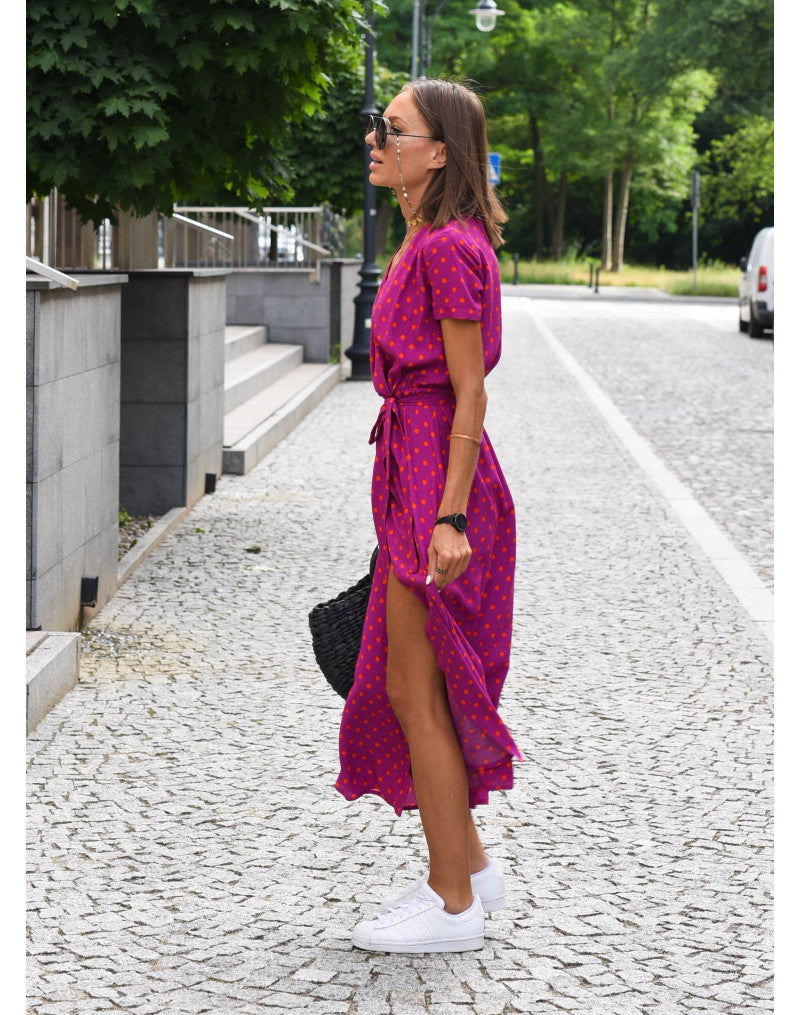 Abito Midi Donna | Stampa Floreale Bold & Scollatura a V Incrociata