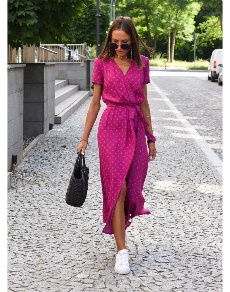 Abito Midi Donna | Stampa Floreale Bold & Scollatura a V Incrociata