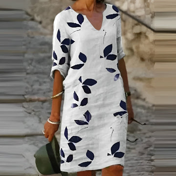 Abito Midi Donna | Stampa Foglie & Vestibilità Comoda Quotidiana