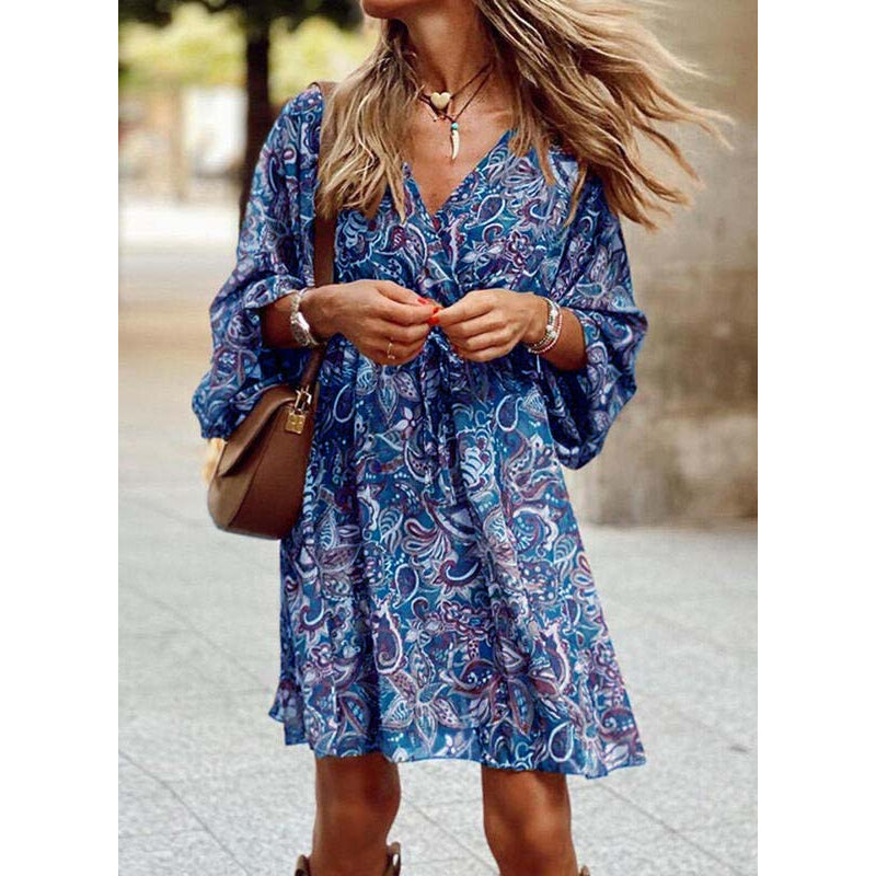 Abito Midi Donna | Stampa Paisley Boho & Maniche a Palloncino
