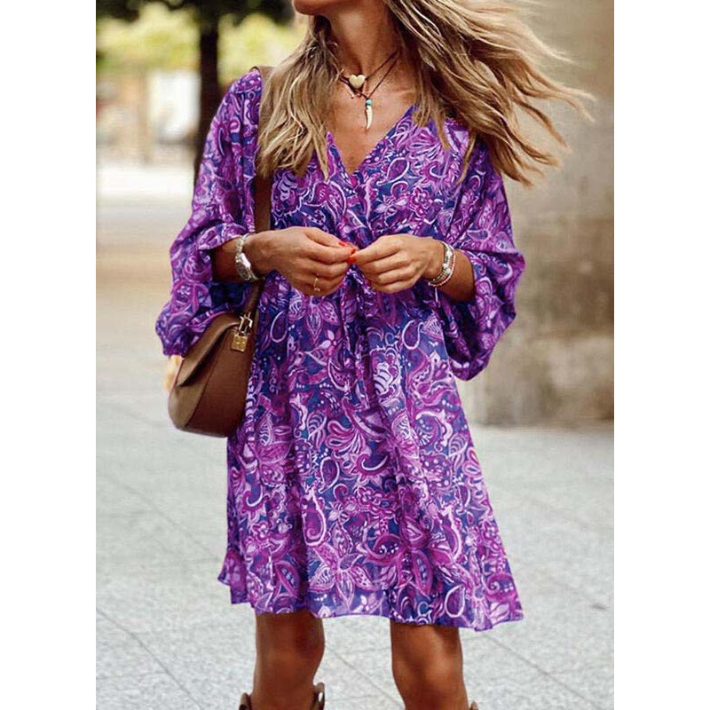 Abito Midi Donna | Stampa Paisley Boho & Maniche a Palloncino