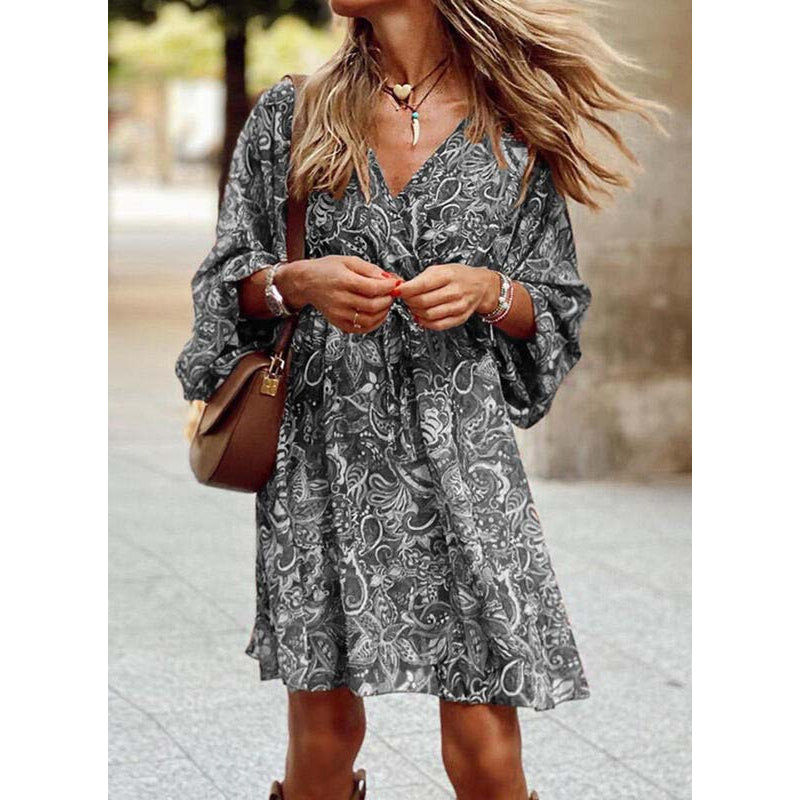 Abito Midi Donna | Stampa Paisley Boho & Maniche a Palloncino