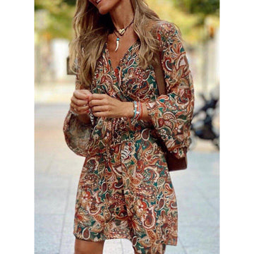 Abito Midi Donna | Stampa Paisley Boho & Maniche a Palloncino