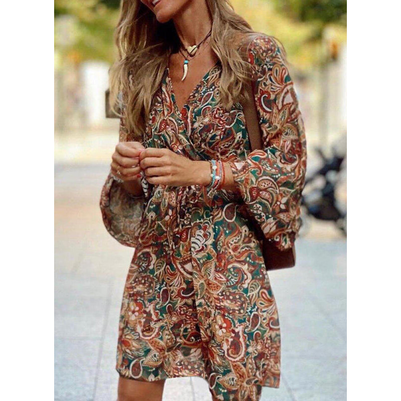 Abito Midi Donna | Stampa Paisley Boho & Maniche a Palloncino