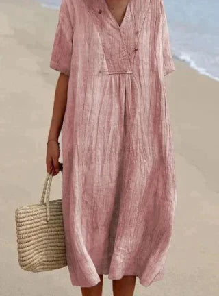 Abito Midi Donna | Vestibilità Comoda & Scollatura a V Rilassata