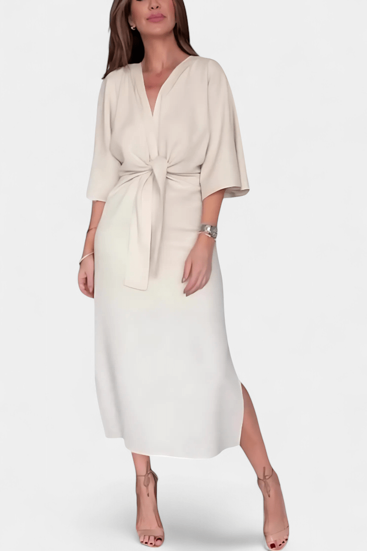 Abito Midi Donna | Vestibilità Kimono & Fiocco in Vita