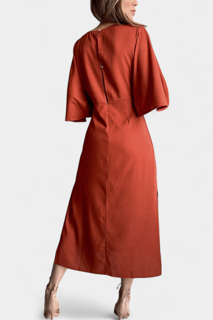 Abito Midi Donna | Vestibilità Kimono & Fiocco in Vita