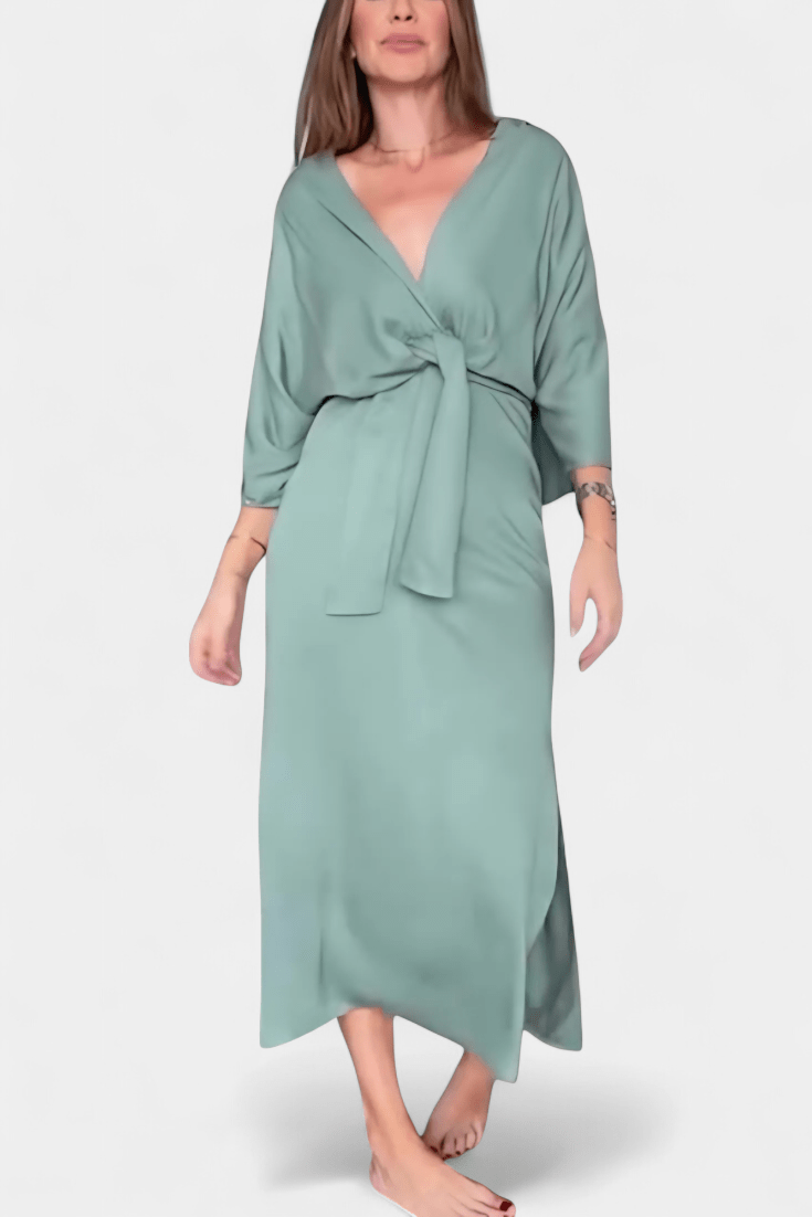 Abito Midi Donna | Vestibilità Kimono & Fiocco in Vita