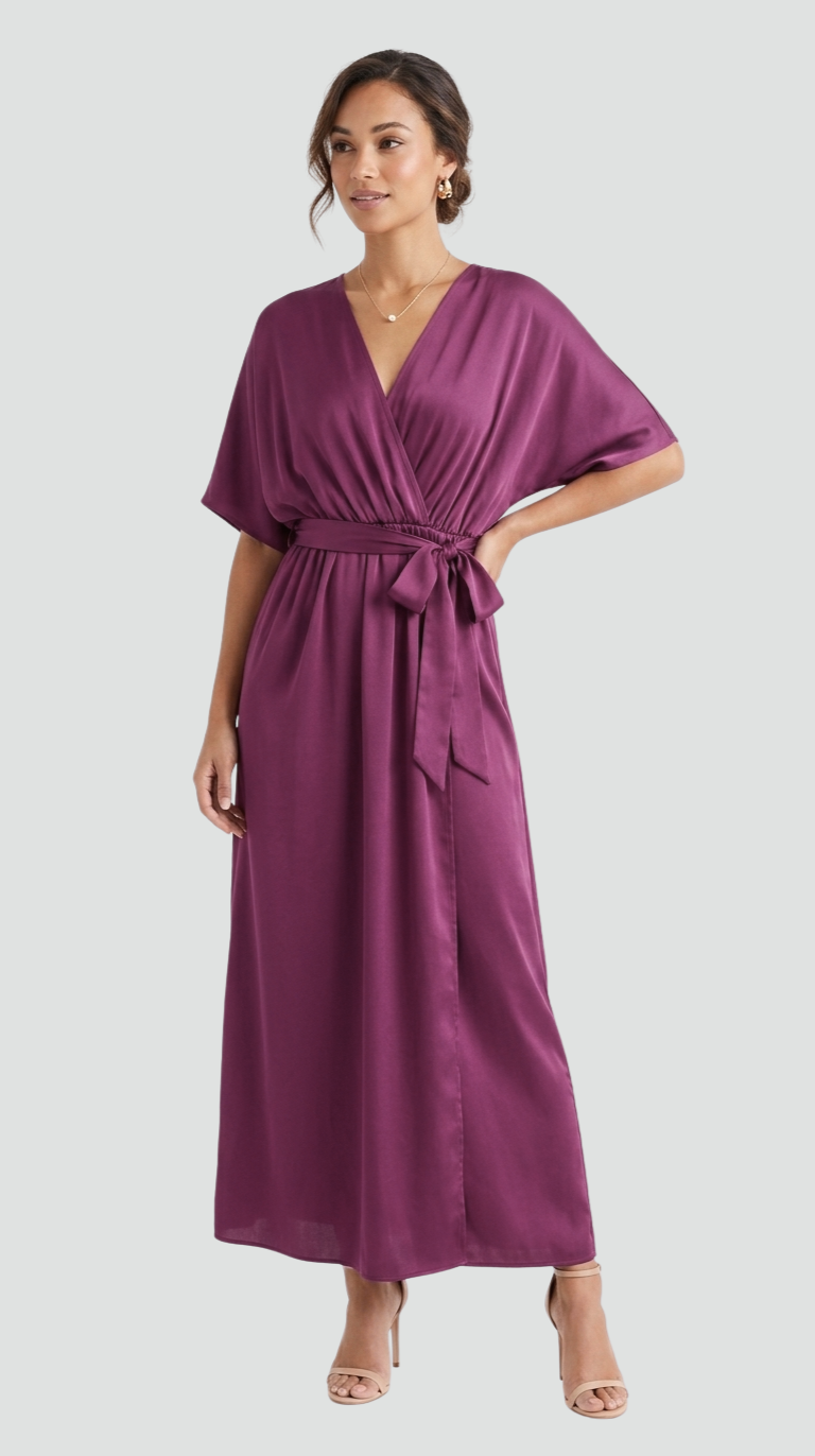 Abito Midi Donna con Scollo a Portafoglio | Elegante & Fluido