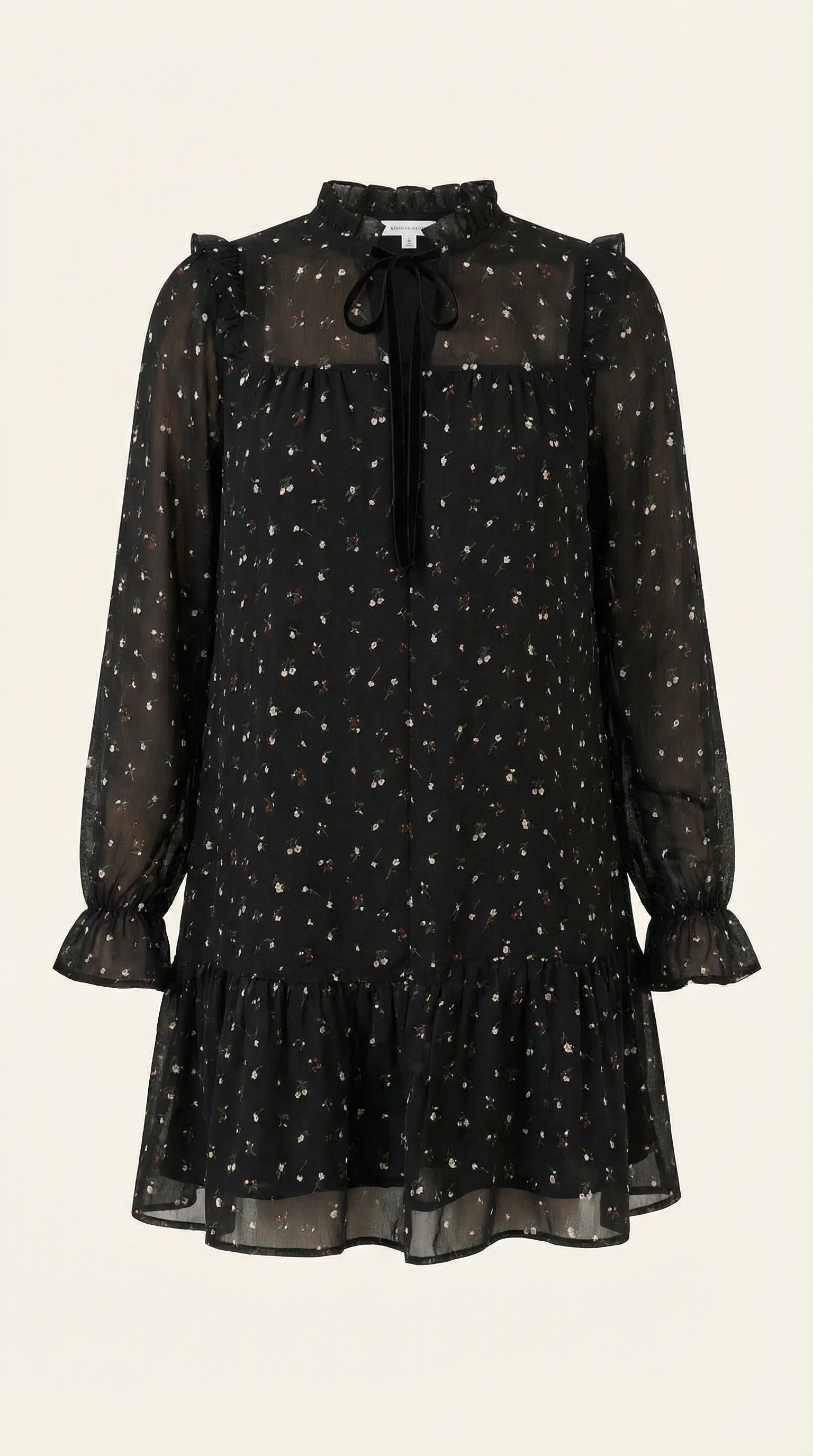 Abito Mini Donna | Volant & Maniche Lunghe con Fiocco