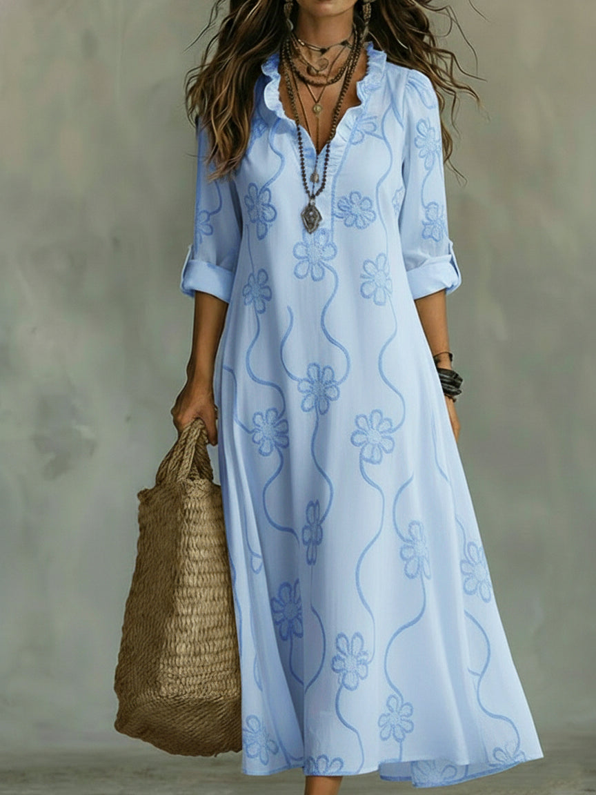 Lilou | Abito a trapezio rétro con fiori e colletto a volant 6