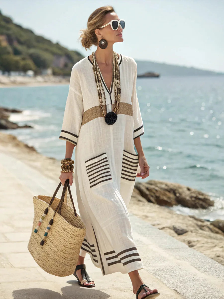 Women's Long Summer Dress | V-Neck & Soft Fit