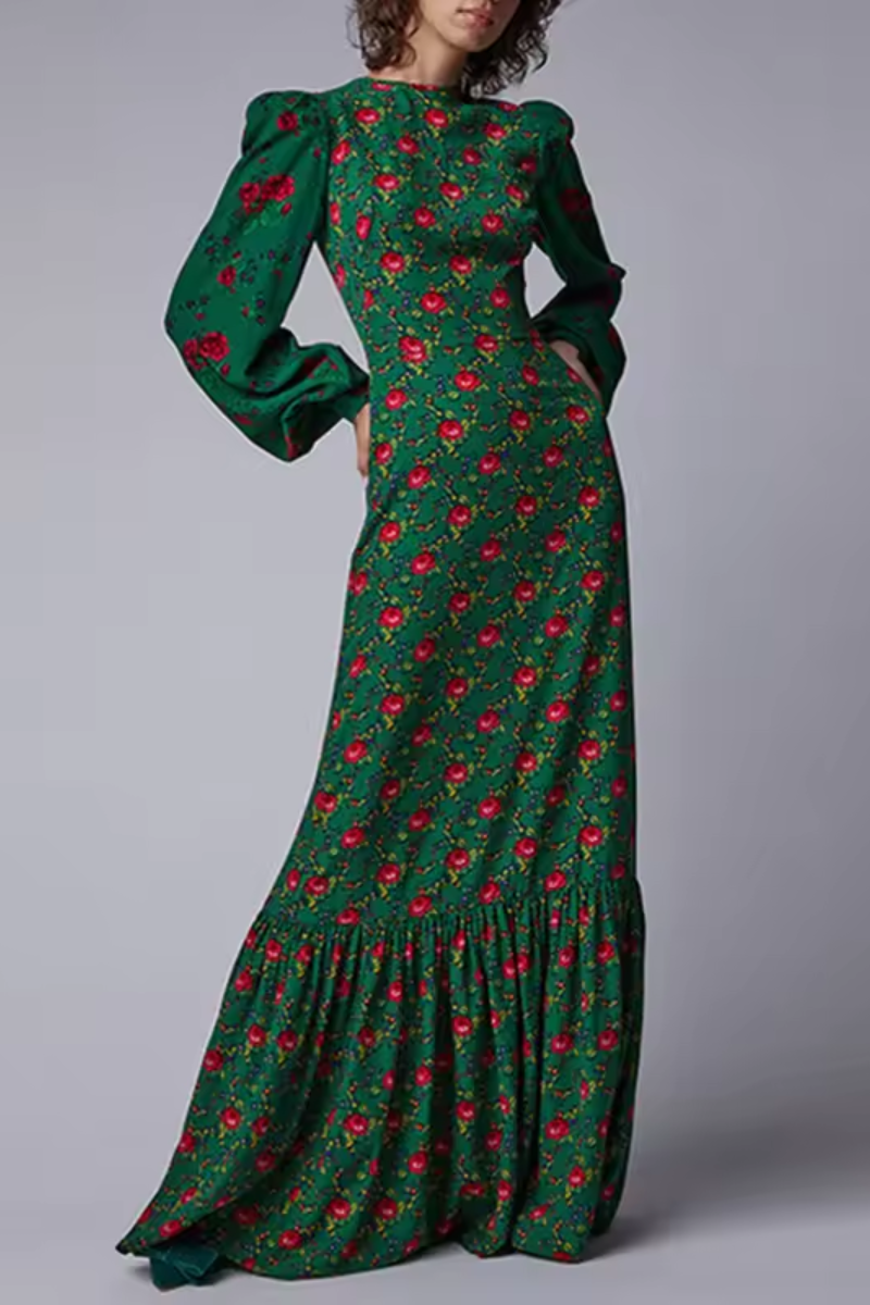 Abito lungo da festa boho Donna | Scollo Profondo & Maniche Voluminose