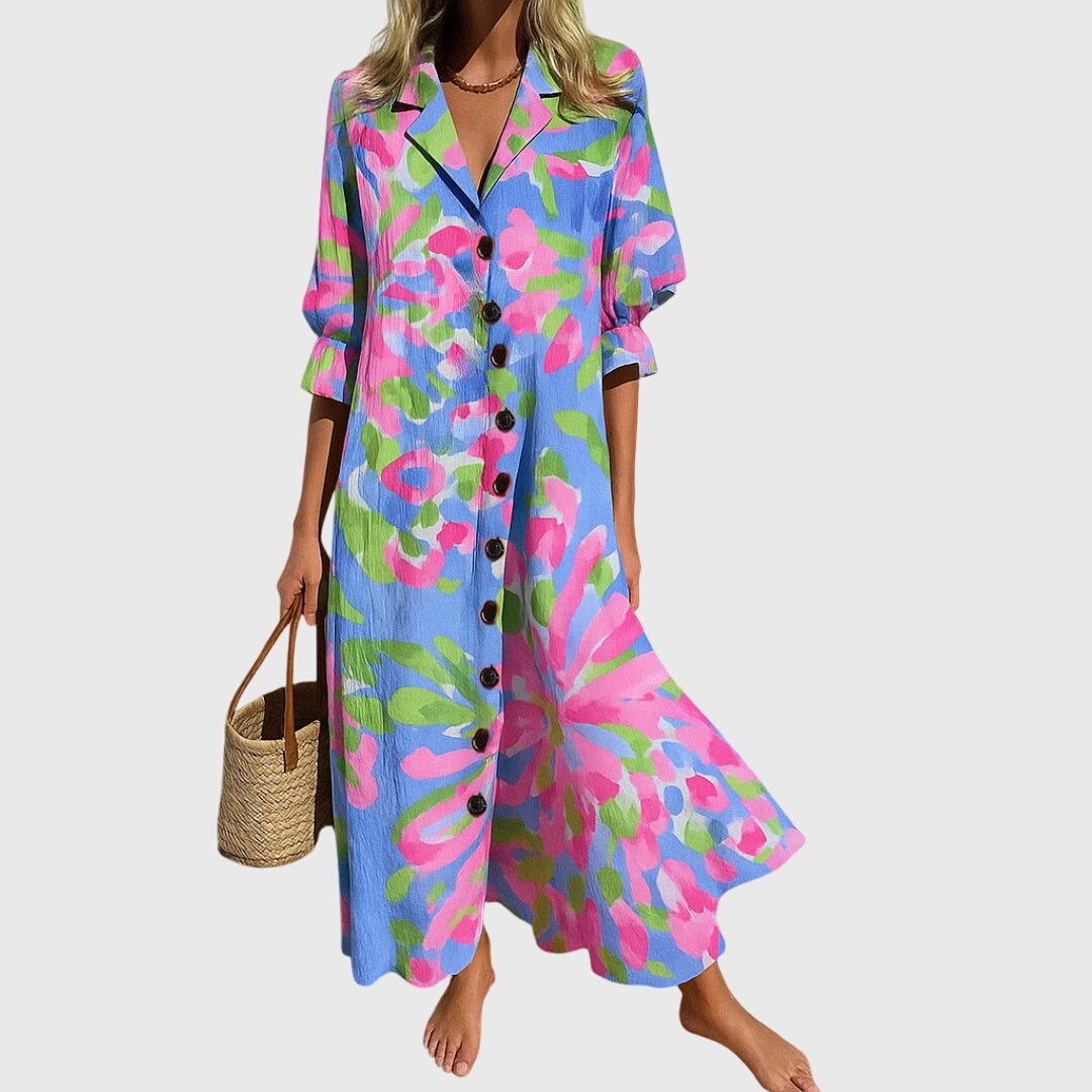 Abito maxi Donna | Scollo a V con bottoni e linea fluida valorizzante