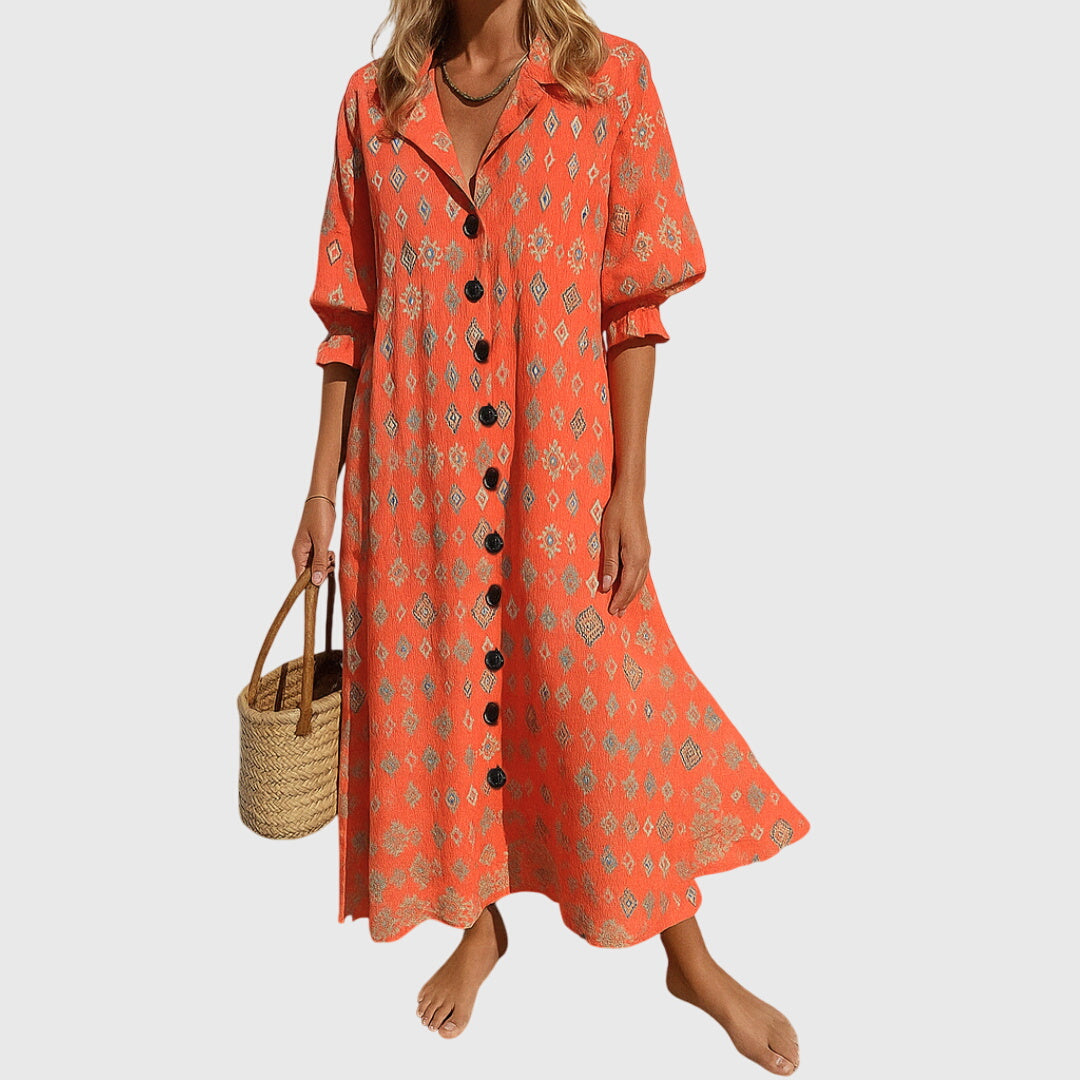 Abito maxi Donna | Scollo a V con bottoni e linea fluida valorizzante
