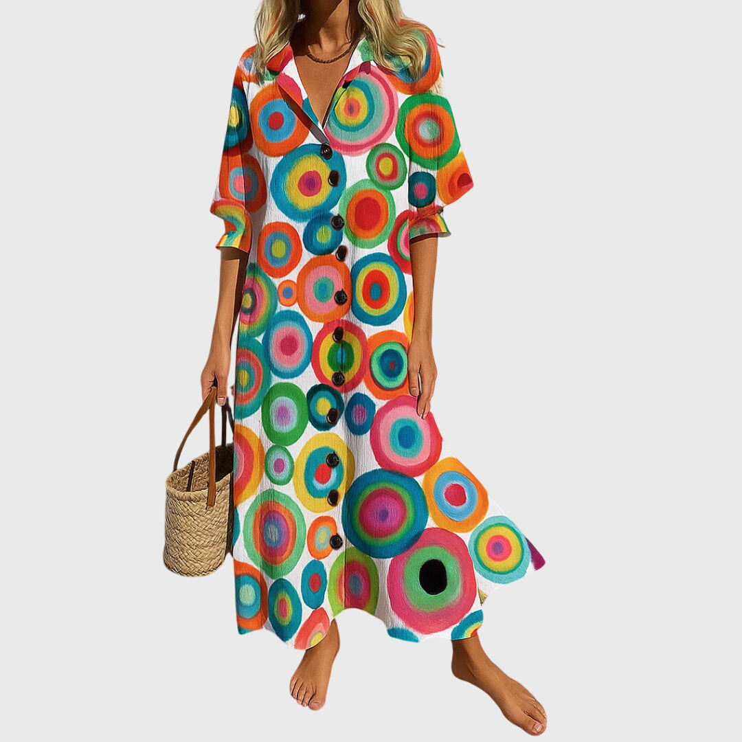 Abito maxi Donna | Scollo a V con bottoni e linea fluida valorizzante