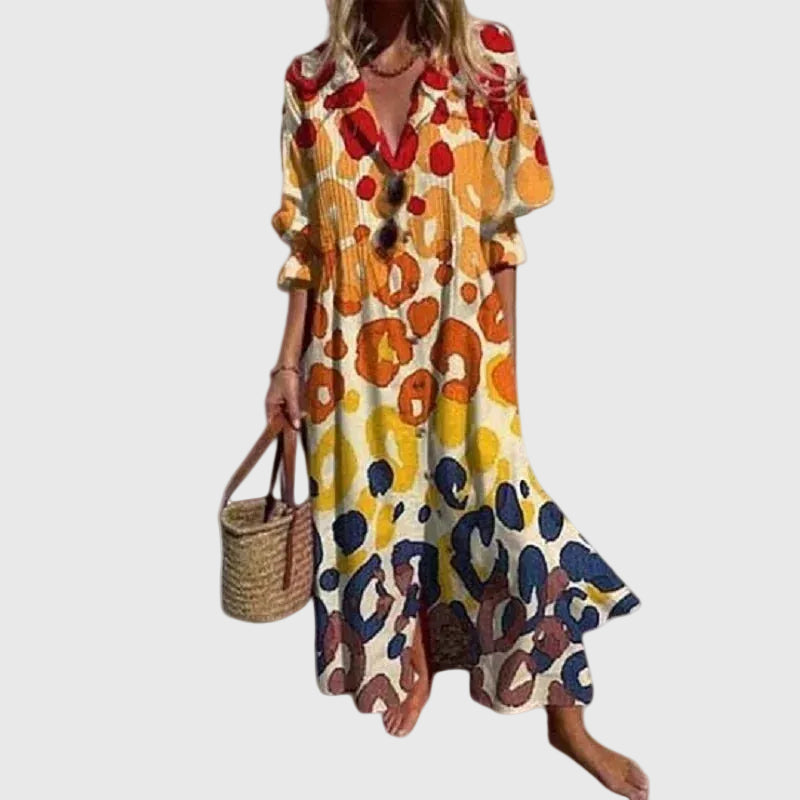 Abito maxi Donna | Stile boho con scollo a V e linea fluida