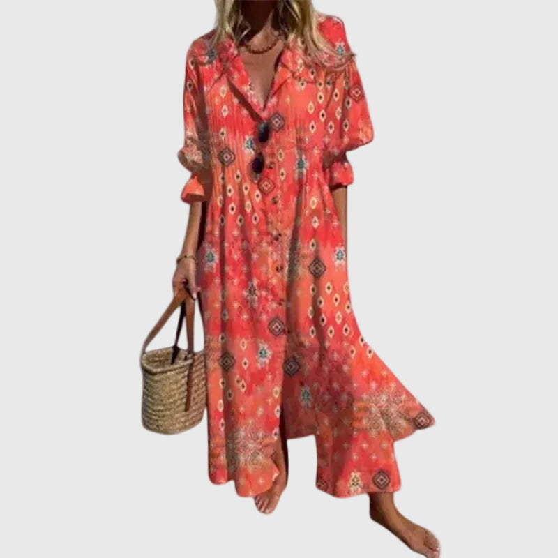 Abito maxi Donna | Stile boho con scollo a V e linea fluida