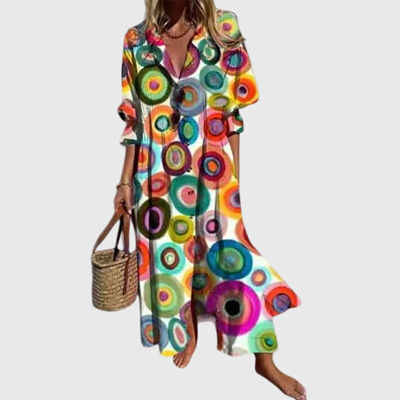 Abito maxi Donna | Stile boho con scollo a V e linea fluida