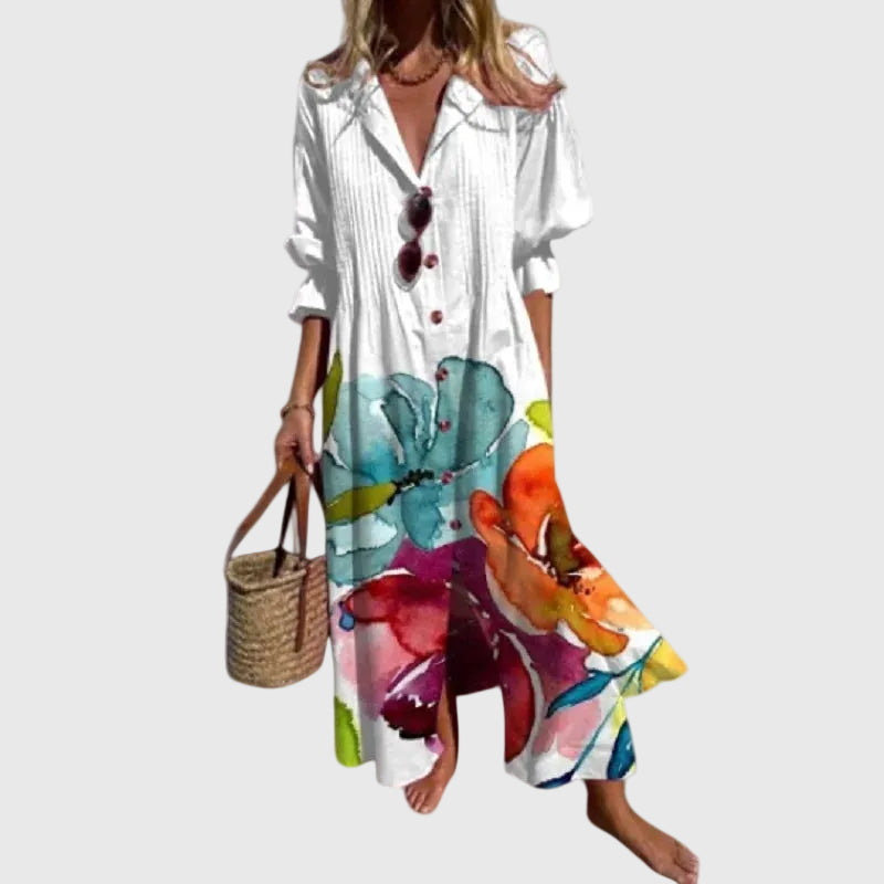 Abito maxi Donna | Stile boho con scollo a V e linea fluida