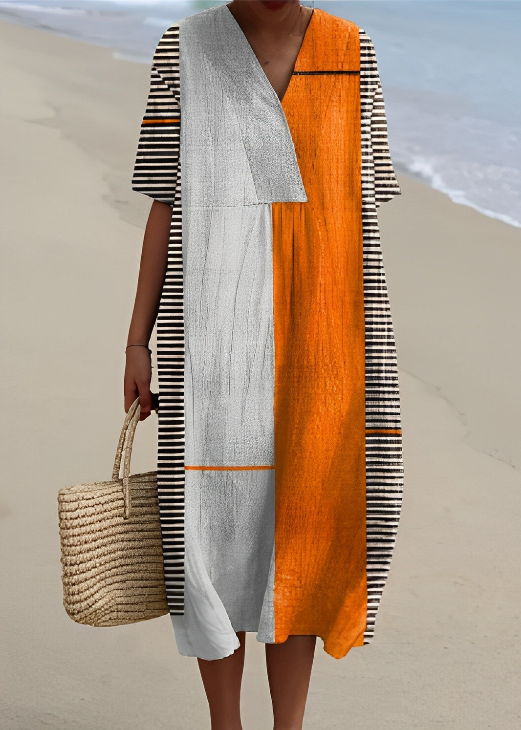 Leilani - Elegante abito di lino per donne con scollo a V 1