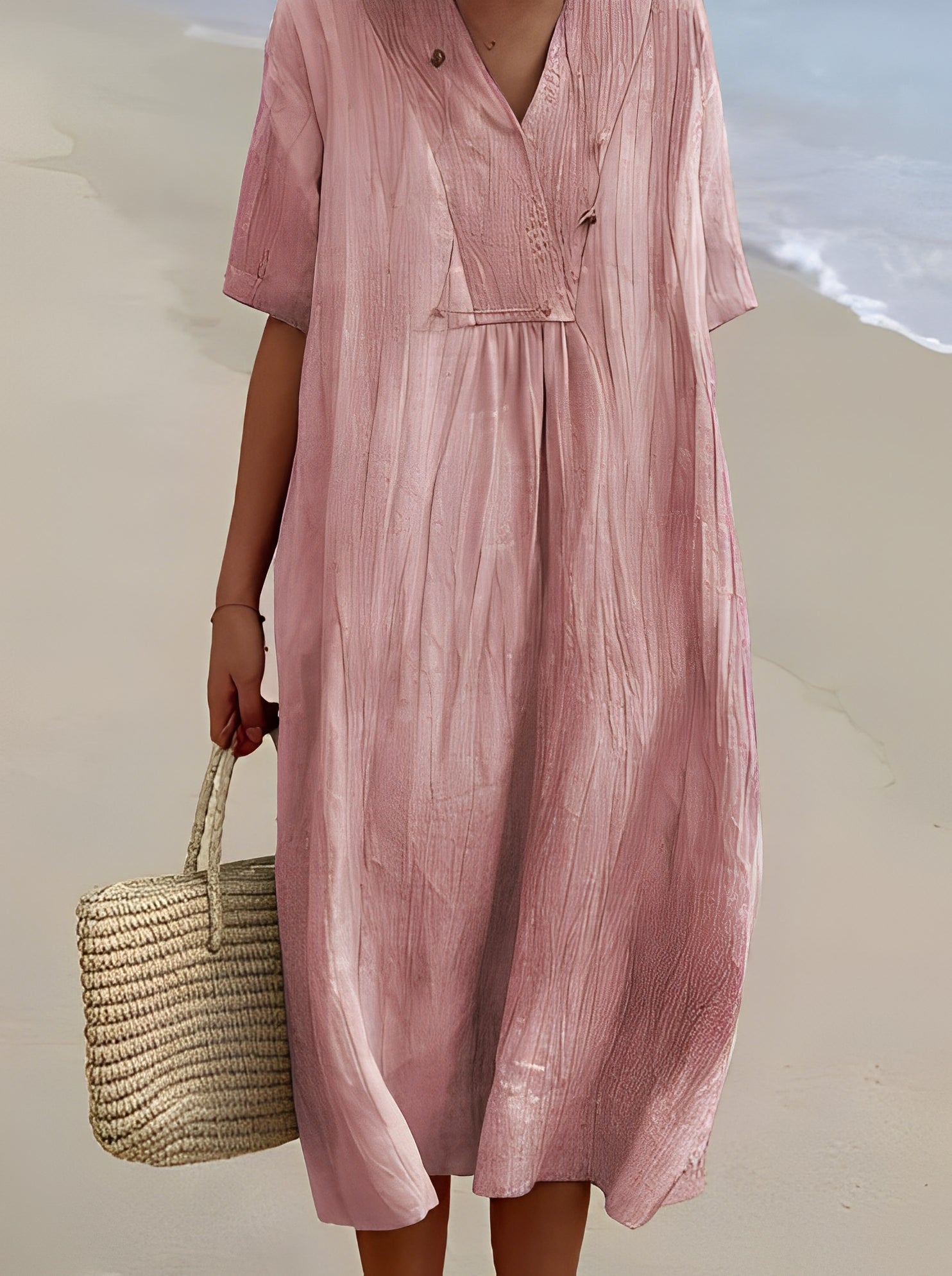 Leilani - Elegante abito di lino per donne con scollo a V 4