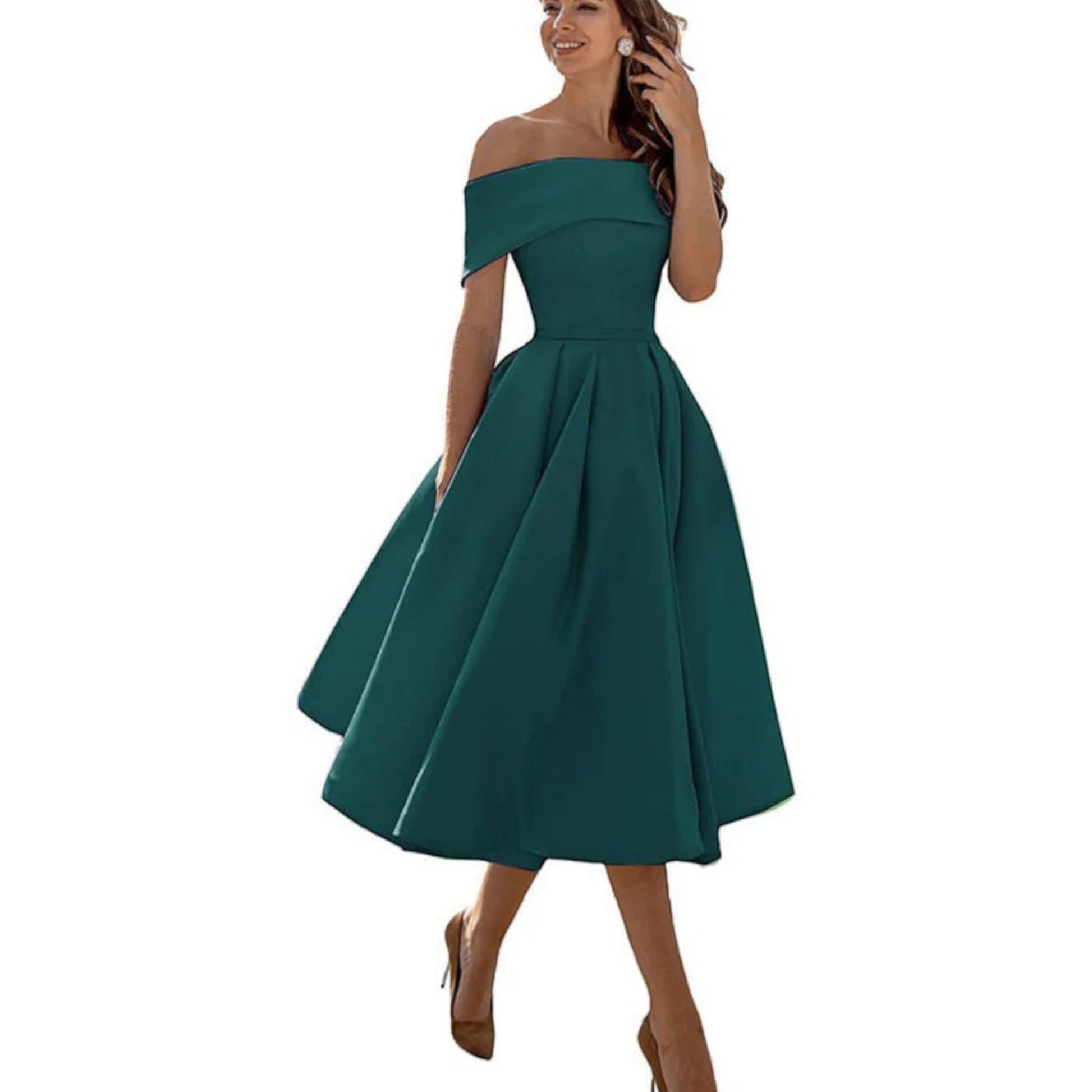 Amira | Abito Da Cocktail Con Spalle Scoperte Da Donna | Midi 1