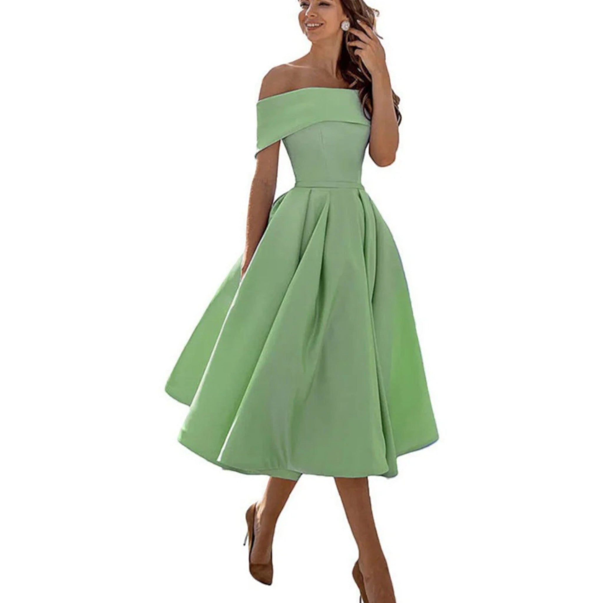 Amira | Abito Da Cocktail Con Spalle Scoperte Da Donna | Midi 3