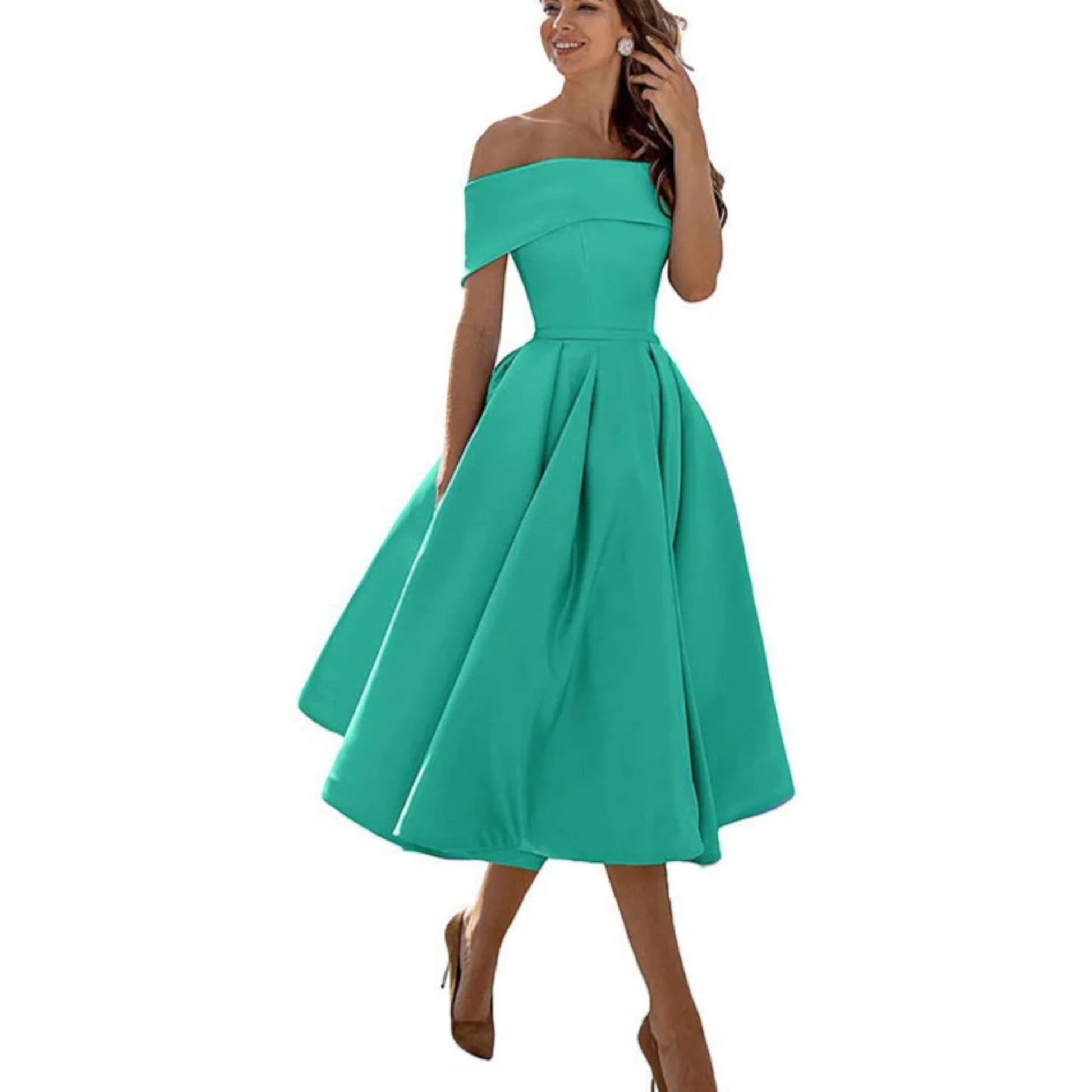 Amira | Abito Da Cocktail Con Spalle Scoperte Da Donna | Midi 4