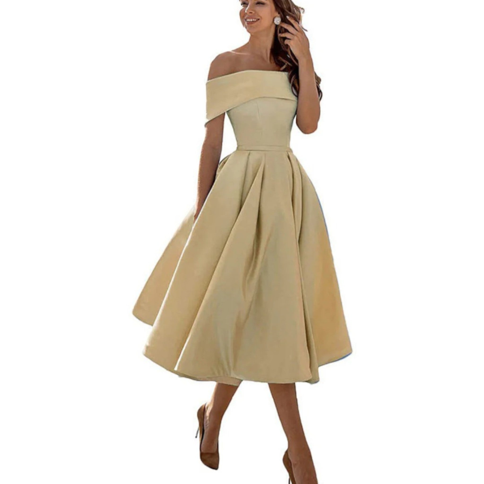 Amira | Abito Da Cocktail Con Spalle Scoperte Da Donna | Midi 5